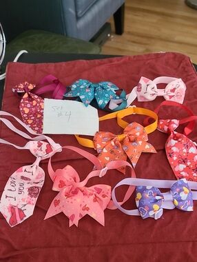 Assorted Pet Bow And Tie- Pink, Orange, Teal, Purple Set